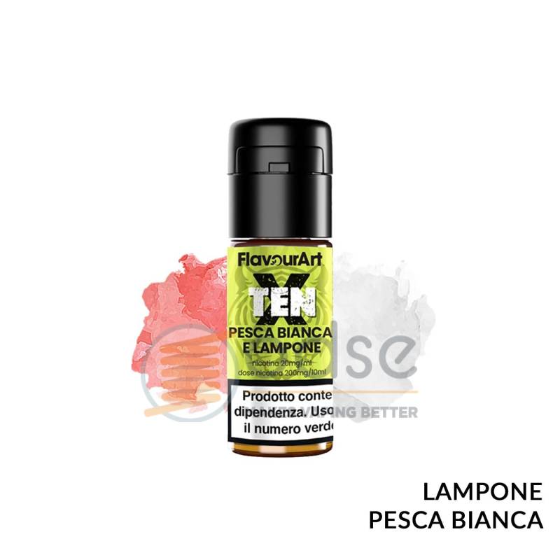 PESCA BIANCA E LAMPONE LIQUIDO TEN X FLAVOURART 10 ML - 10 mL